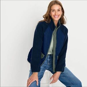 Lands' End Mixed Media Sherpa Fleece Jacket